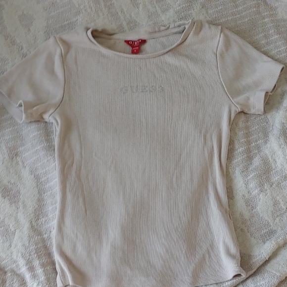 Guess Beige Ribbed Tee - Picture 1 of 4